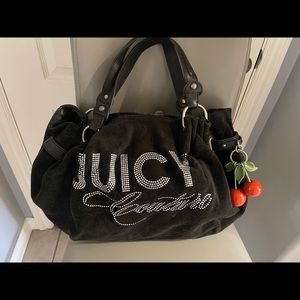 Juicy Couture Black Tote Bag with Cherry Charm New